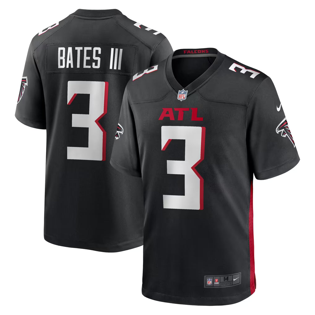 ATLANTA FALCONS JESSIE BATES III #3 - BLACK FOOTBALL JERSEY