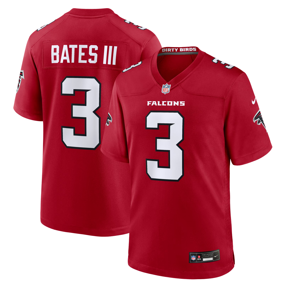 ATLANTA FALCONS JESSIE BATES III #3 - RED FOOTBALL JERSEY