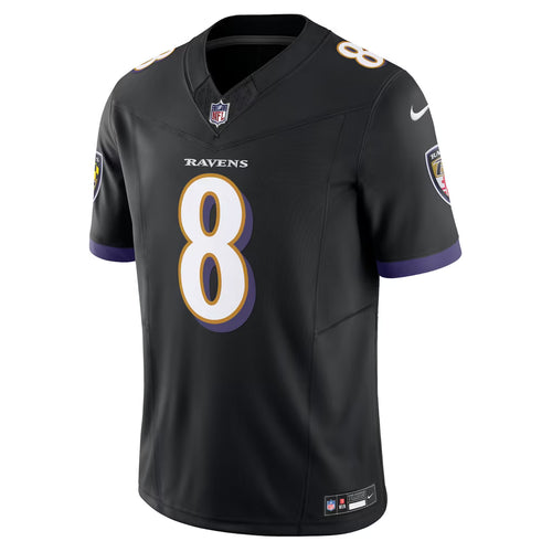 BALTIMORE RAVENS LAMAR JACKSON #8 / BLACK & PURPLE FOOTBALL JERSEY