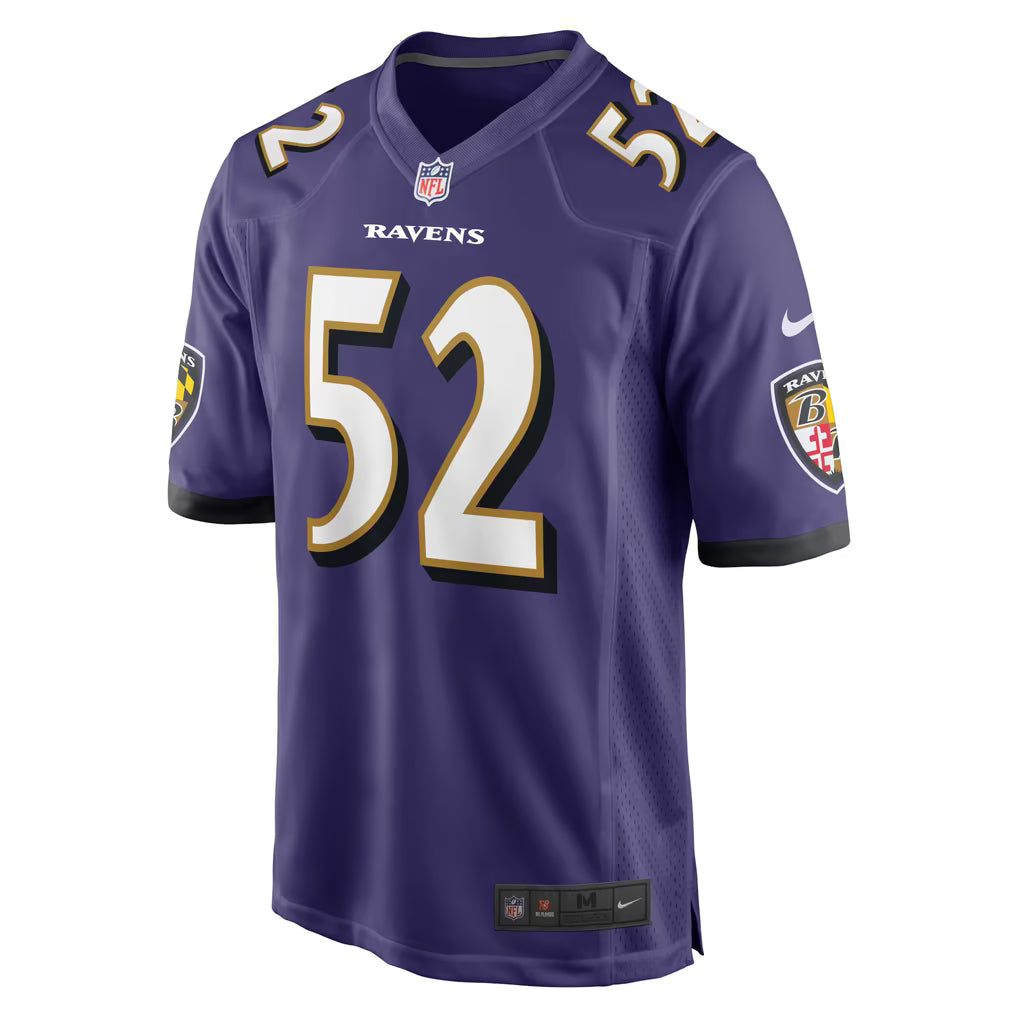 BALTIMORE RAVENS RAY LEWIS #52 / PURPLE THROWBACK FOOTBALL JERSEY