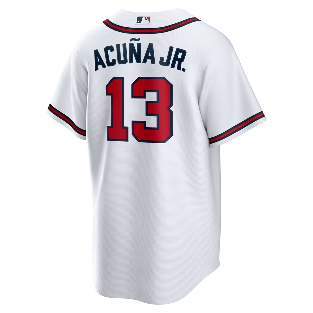 ATLANTA BRAVES ACUÑA JR #13 WHITE & RED BASEBALL MLB JERSEY