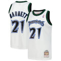 MINNESOTA TIMBERWOLVES KEVIN GARNETT #21 WHITE THROWBACK BASKETBALL JERSEY