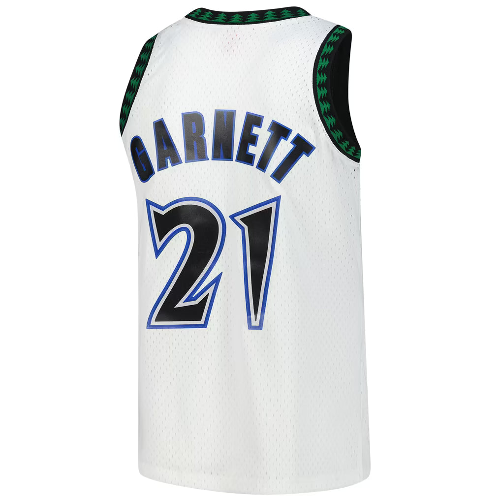 MINNESOTA TIMBERWOLVES KEVIN GARNETT #21 WHITE THROWBACK BASKETBALL JERSEY