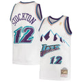 UTAH JAZZ JOHN STOCKTON #12 WHITE THROBACK NBA JERSEY