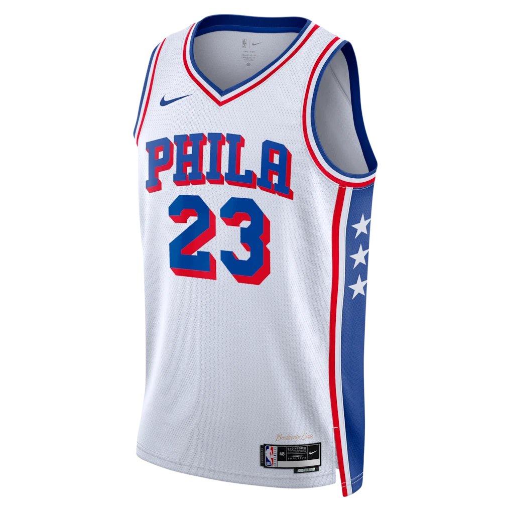 PHILADELPHIA 76ERS LEBRON JAMES #23 WHITE BASKETBALL JERSEY