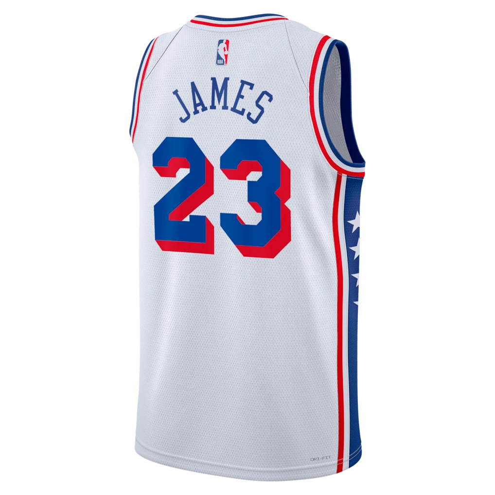 PHILADELPHIA 76ERS LEBRON JAMES #23 WHITE BASKETBALL JERSEY