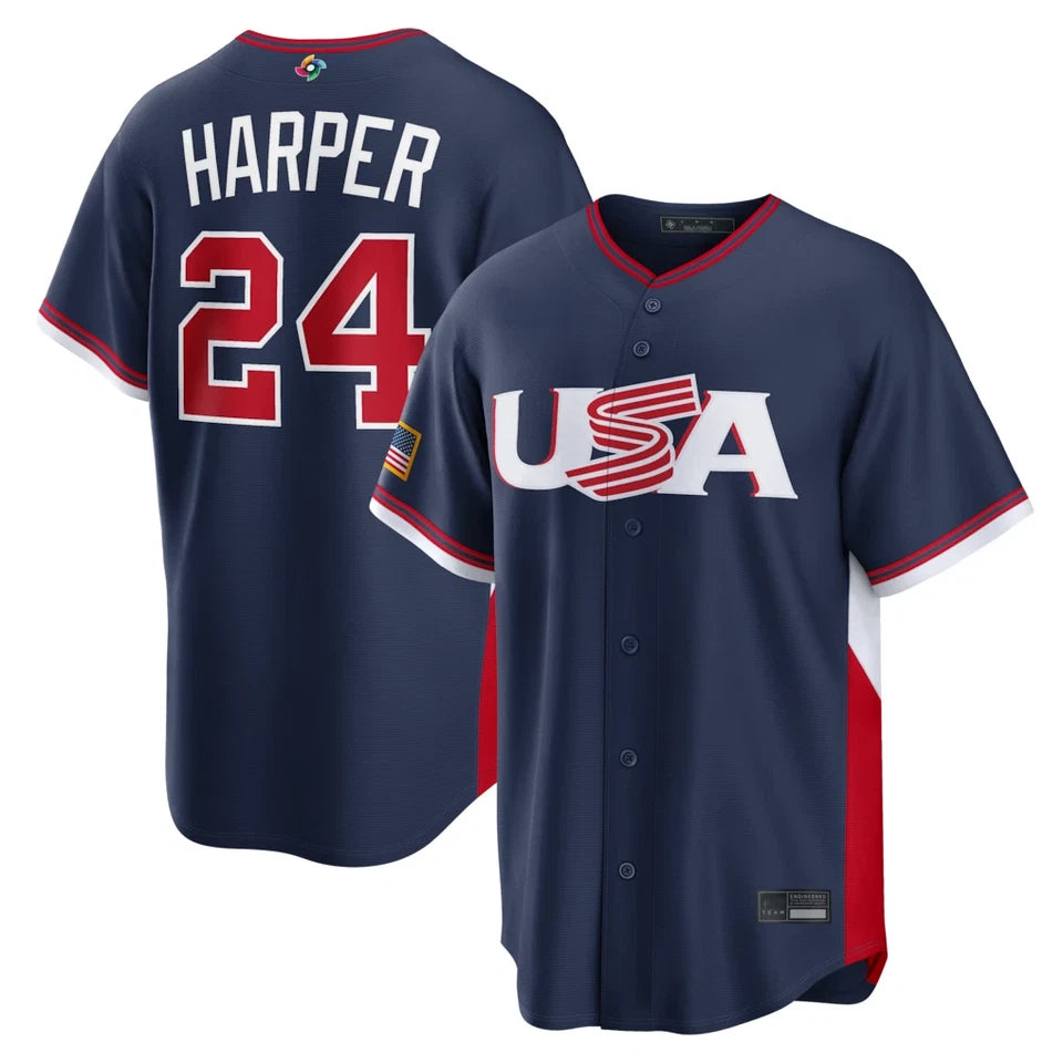 USA BASEBALL BRYCE HARPER #24 NAVY 2026 JERSEY
