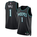 MINNESOTA TIMBERWOLVES LAMELO BALL #1 BLACK & GREEN BASKETBALL JERSEY
