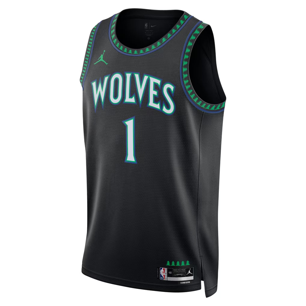 MINNESOTA TIMBERWOLVES LAMELO BALL #1 BLACK & GREEN BASKETBALL JERSEY