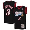 PHILADELPHIA 76ERS ALLEN IVERSON #3 BLACK THROWBACK NBA BASKETBALL JERSEY