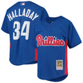 PHILADELPHIA PHILLIES ROY HALLADAY #34 BLUE THROWBACK BASEBALL JERSEY